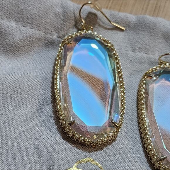 Kendra Scott Clear Iridescent Deily Earrings In Gold tone vintage‎ and rare HTF - Picture 8 of 14